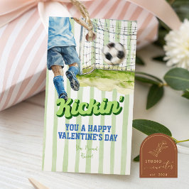 Sport Voetbal Kicken Streep Valentijnstag Cadeaulabel