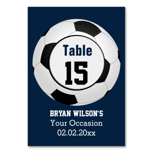 Sport Voetbal thema Gepersonaliseerde tafel nummer Kaart (Voorkant)