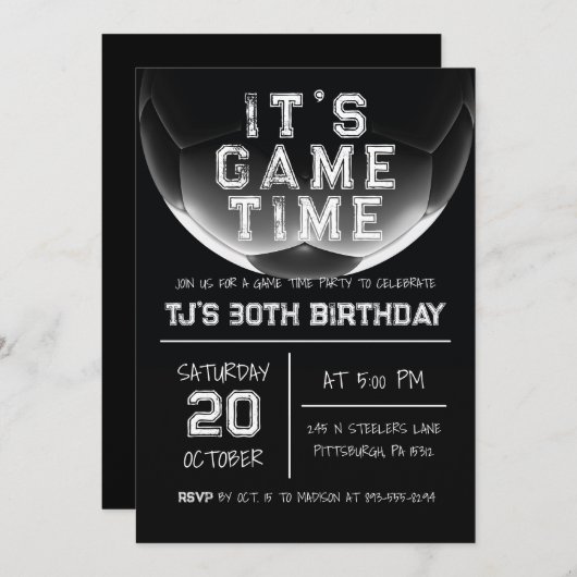 Sport Voetbal Verjaardag uitnodiging (Voorkant / Achterkant)