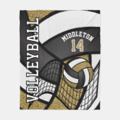 Sport Volleybal 🏐 - Gouden Glitter, Wit, Zwart Fleece Deken (Voorkant)
