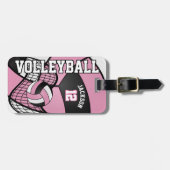 Sport Volleybal 🏐 - Lichtroze, Zwart & Wit Bagagelabel (Voorkant horizontaal)