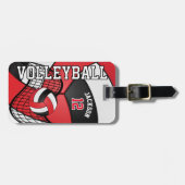 Sport Volleybal 🏐 - Rood, Wit, Zwart Bagagelabel (Voorkant horizontaal)