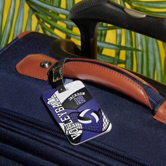 Sport Volleyball 🏐 - Blauw, wit, zwart Bagagelabel (Voorkant Insitu 1)