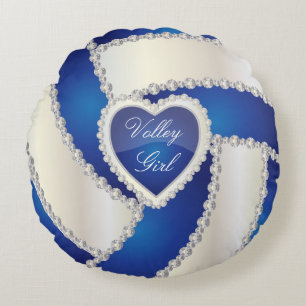 Sport Volleyball   DIY-tekst   Blauw Rond Kussen