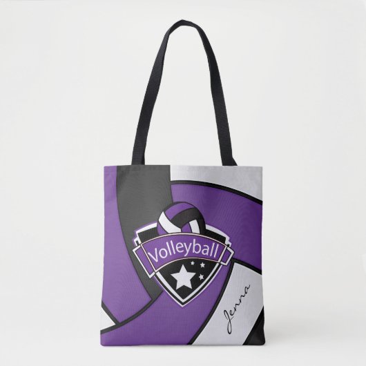 Sport Volleyball | DIY-tekst - Paars Tote Bag (Voorkant)