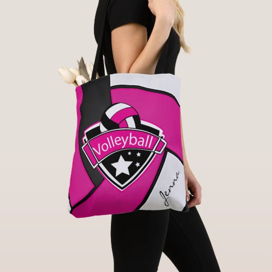 Sport Volleyball | DIY-tekst - Roze Tote Bag (Dichtbij)