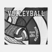 Sport Volleyball 🏐 - Grijs, Wit, Zwart Fleece Deken (Voorkant (Horizontaal))