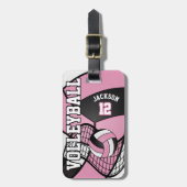 Sport Volleyball 🏐 - Licht Roze, Zwart-wit Bagagelabel (Voorkant verticaal)