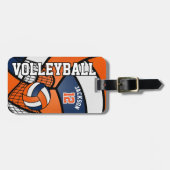Sport Volleyball 🏐 - Oranje, blauw en wit Bagagelabel (Voorkant horizontaal)