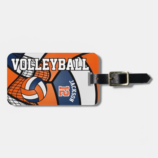 Sport Volleyball 🏐 - Oranje, blauw en wit Bagagelabel (Voorkant horizontaal)