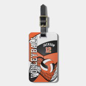Sport Volleyball 🏐 - Oranje, wit, zwart Bagagelabel (Voorkant verticaal)