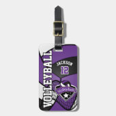 Sport Volleyball 🏐 - Paars, wit, zwart Bagagelabel (Voorkant verticaal)