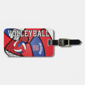 Sport Volleyball 🏐 - Rood, wit en blauw Bagagelabel (Voorkant horizontaal)