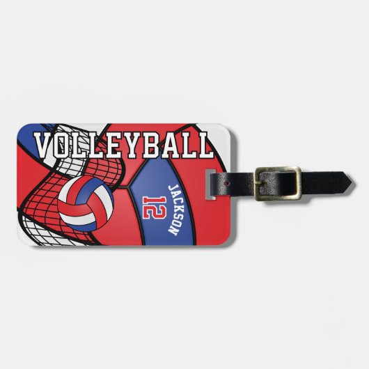 Sport Volleyball 🏐 - Rood, wit en blauw Bagagelabel (Voorkant horizontaal)