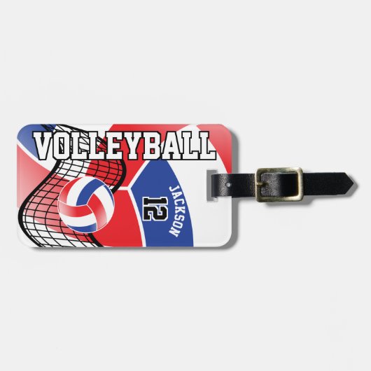 Sport Volleyball 🏐 - Rood, wit en blauw Bagagelabel (Voorkant horizontaal)