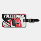 Sport Volleyball 🏐 - Rood, wit en zwart Bagagelabel (Voorkant horizontaal)