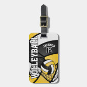 Sport Volleyball 🏐 - zwart en geel goud Bagagelabel (Voorkant verticaal)