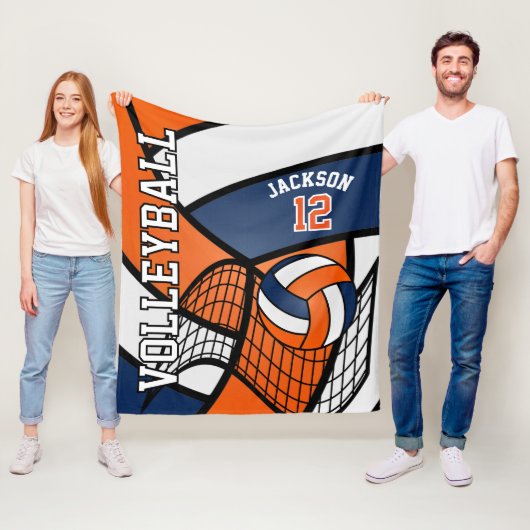 Sport 🏐 Volleybalontwerp - Oranje, wit, zeemacht Fleece Deken (In situ)