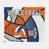 Sport 🏐 Volleybalontwerp - Oranje, wit, zeemacht Fleece Deken (Voorkant (Horizontaal))