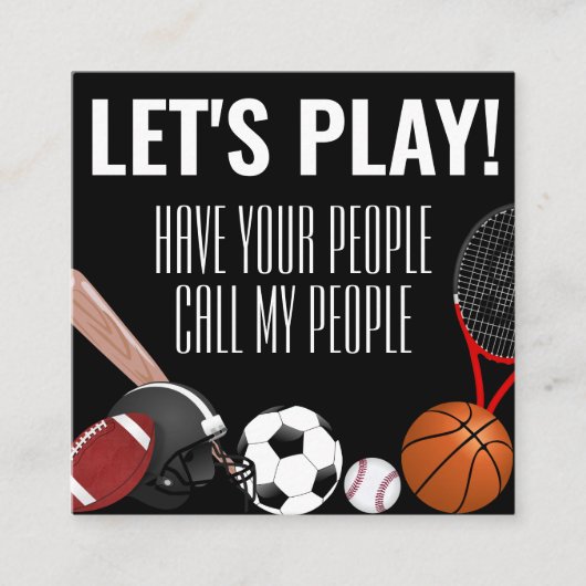 Sport voor het afspelen van kinderen vierkante visitekaartje (Voorkant)