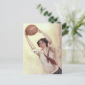  sport, Vrouw Basketball Player met bal Briefkaart (Staand voorkant)