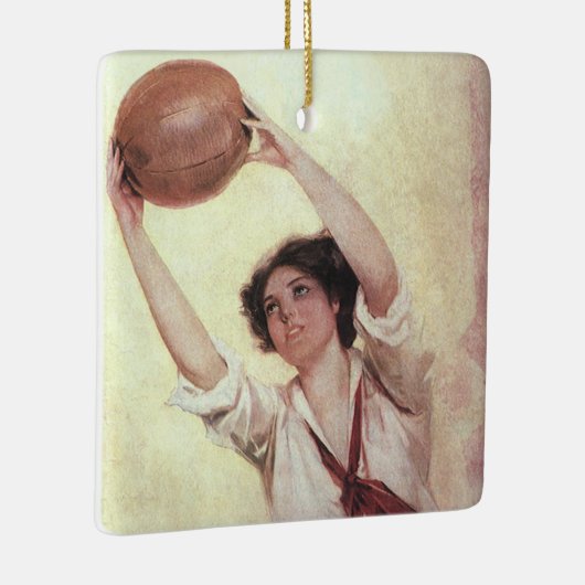  sport, Vrouw Basketball Player met bal Keramisch Ornament (Rechts)
