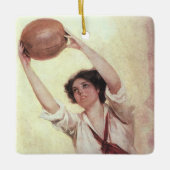  sport, Vrouw Basketball Player met bal Keramisch Ornament (Voorkant)