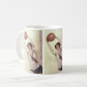  sport, Vrouw Basketball Player met bal Koffiemok (Voorkant links)