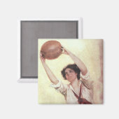  sport, Vrouw Basketball Player met bal Magneet (Voorkant / Achterkant)