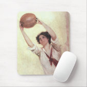  sport, Vrouw Basketball Player met bal Muismat (Met muis)