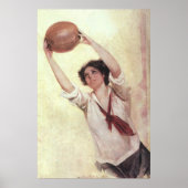  sport, Vrouw Basketball Player met bal Poster (Voorkant)