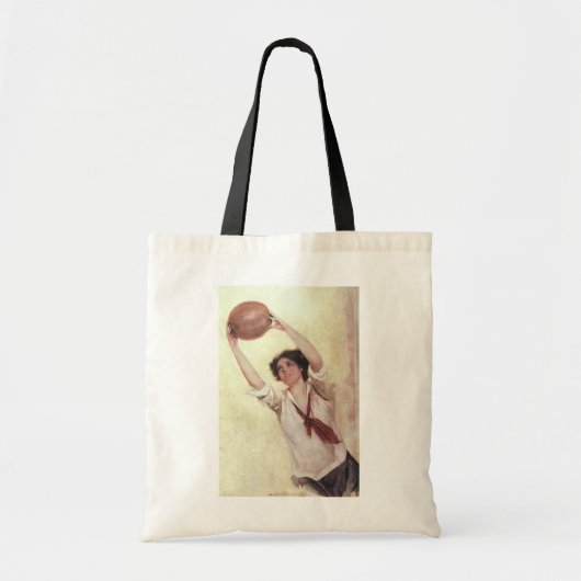  sport, Vrouw Basketball Player met bal Tote Bag (Voorkant)