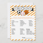 Sport Wat zit er in uw portemonnee Baby shower spe Kaart (Voorkant)