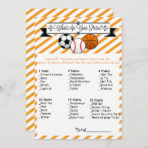 Sport Wat zit er in uw portemonnee Baby shower spe