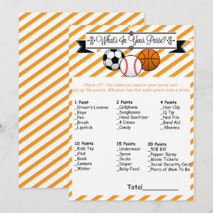 Sport Wat zit er in uw portemonnee Baby shower spe Kaart