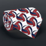 Sport White, donkerrood en donkerblauwe volleybal Stropdas<br><div class="desc">Volleybal Mannen Stropdas - twee zijkanten. Aanbevolen in een wit, donkerblauw en donkerrood volleybalpatroon op een witte achtergrond. Een geweldig cadeau voor een volleybalspeler, volleybalfan of volleybalteam, een leuk sportdesign. ⭐ 99% van mijn design in mijn winkel wordt in lagen gedaan. Dit maakt het voor u gemakkelijk resize en beweegt...</div>