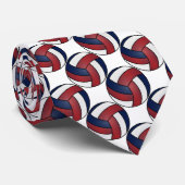 Sport White, donkerrood en donkerblauwe volleybal Stropdas (Opgerold)