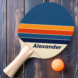 Sport Woestijn Retro Regenboog Gestreept met Naam Tafeltennisbatje