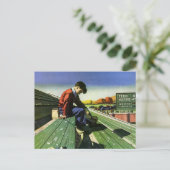  sport, zand Football ventilator met Megafone Briefkaart (Staand voorkant)