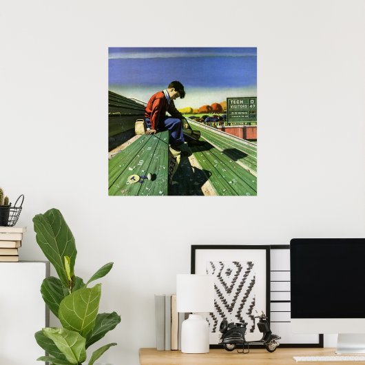  sport, zand Football ventilator met Megafone Poster (Thuiskantoor)