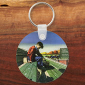  sport, zand Football ventilator met Megafone Sleutelhanger (Voorkant)