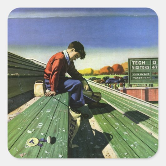  sport, zand Football ventilator met Megafone Vierkante Sticker (Voorkant)