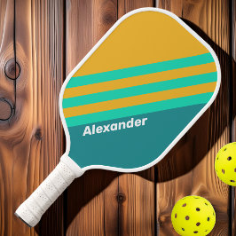 Sport Zonnige Zeeën Strepen met Naam Pickleball Paddle