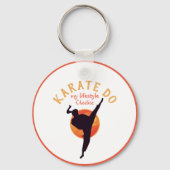 Sport Zwart Meisje Silhouette Martial Arts Karate Sleutelhanger (Achterkant)