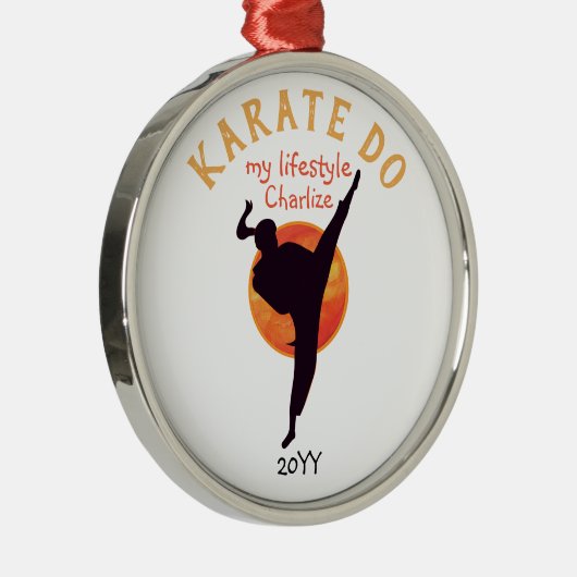 Sport Zwart Silhouet Martial Arts Japan Karate Metalen Ornament (Rechts)