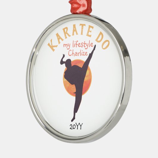 Sport Zwart Silhouet Martial Arts Japan Karate Metalen Ornament (Links)