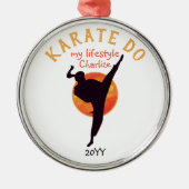 Sport Zwart Silhouet Martial Arts Japan Karate Metalen Ornament (Voorkant)