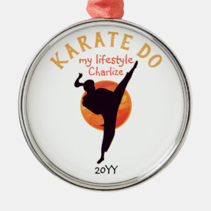 Sport Zwart Silhouet Martial Arts Japan Karate Metalen Ornament