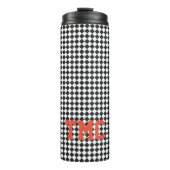 Sport Zwart Wit Check Monogram Initialen School Thermosbeker (Voorkant)