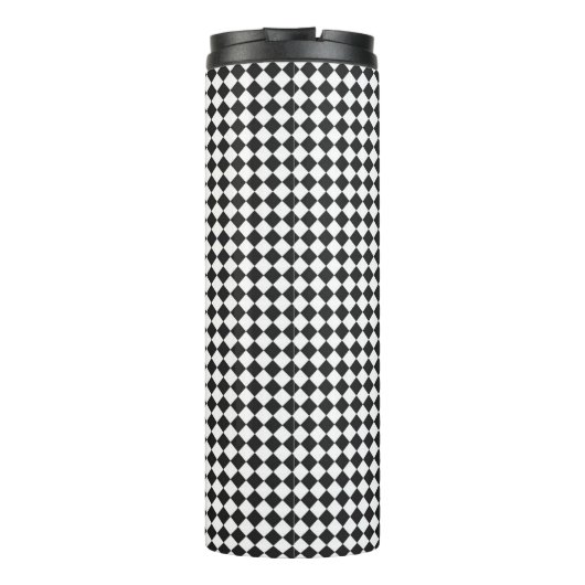 Sport Zwart Wit Check Monogram Initialen School Thermosbeker (Achterkant)